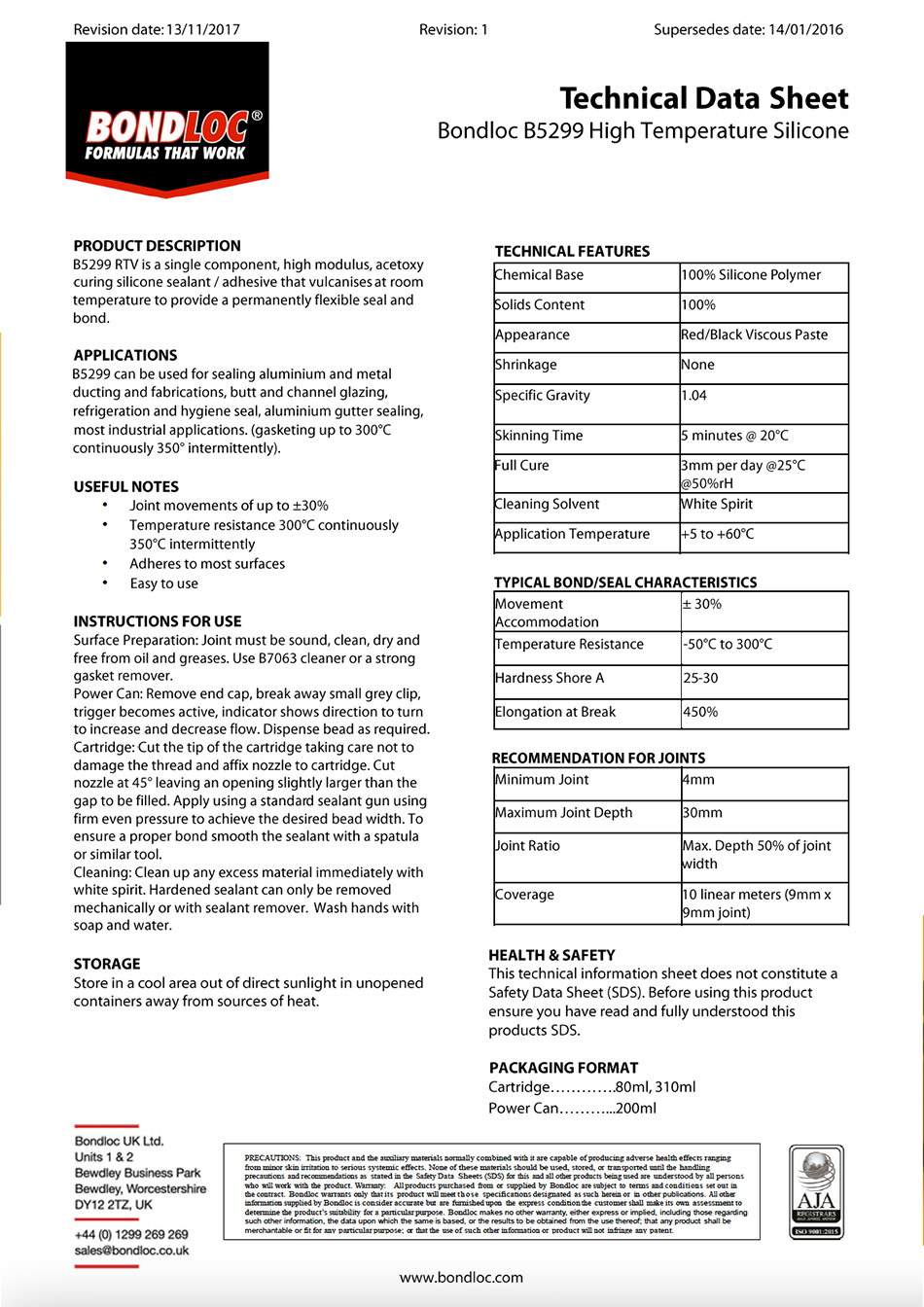 Download: Bondloc - TDS B5299 Datasheet